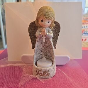 Precious Moments Gold and White Angel Candle Holder